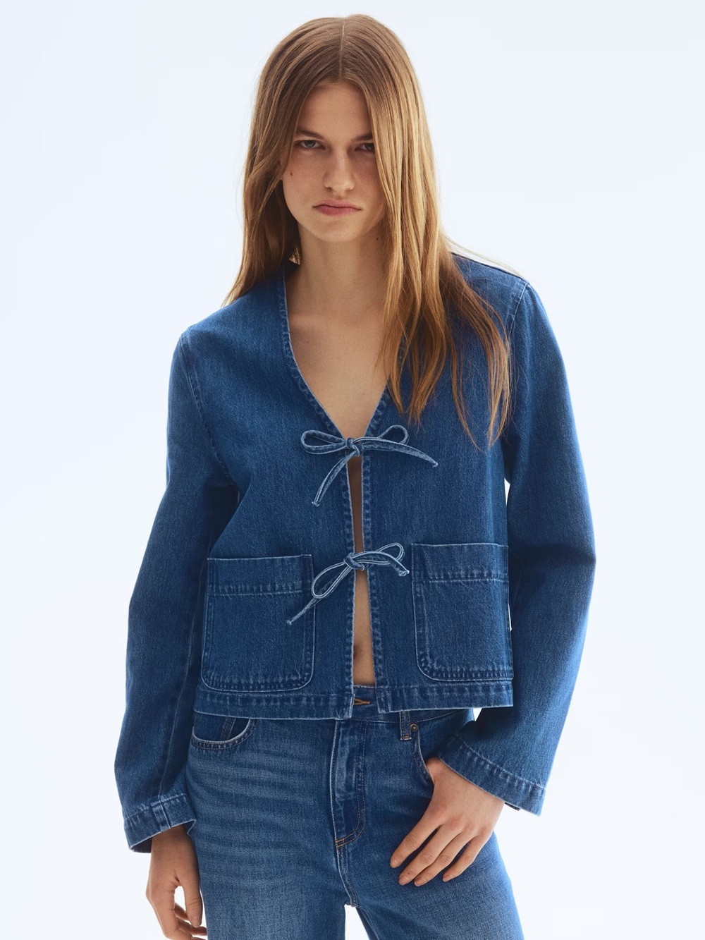 H&M Tie-Front Denim Jacket - Picture 2 of 7